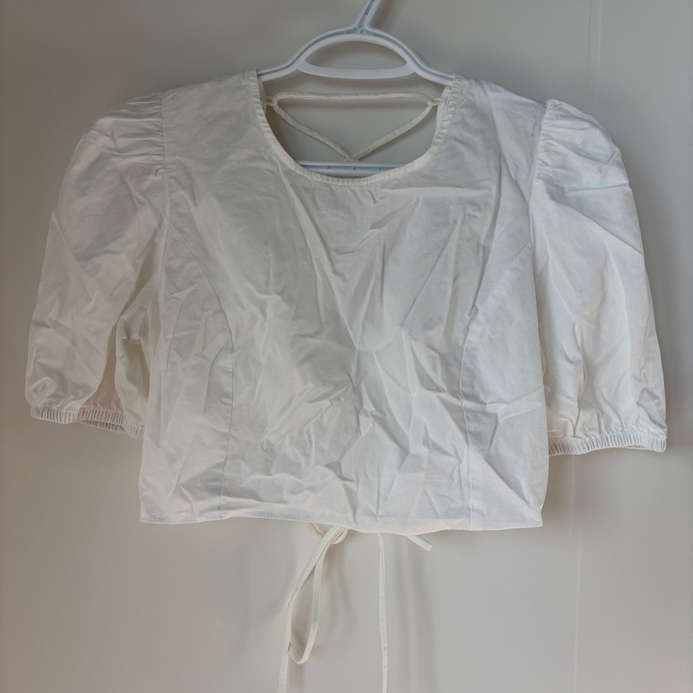 Sunday Best White Puff Sleeve Crop Top